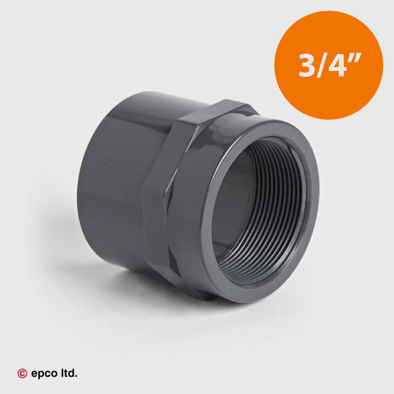 3/4" U-PVC Plain x Threaded Socket