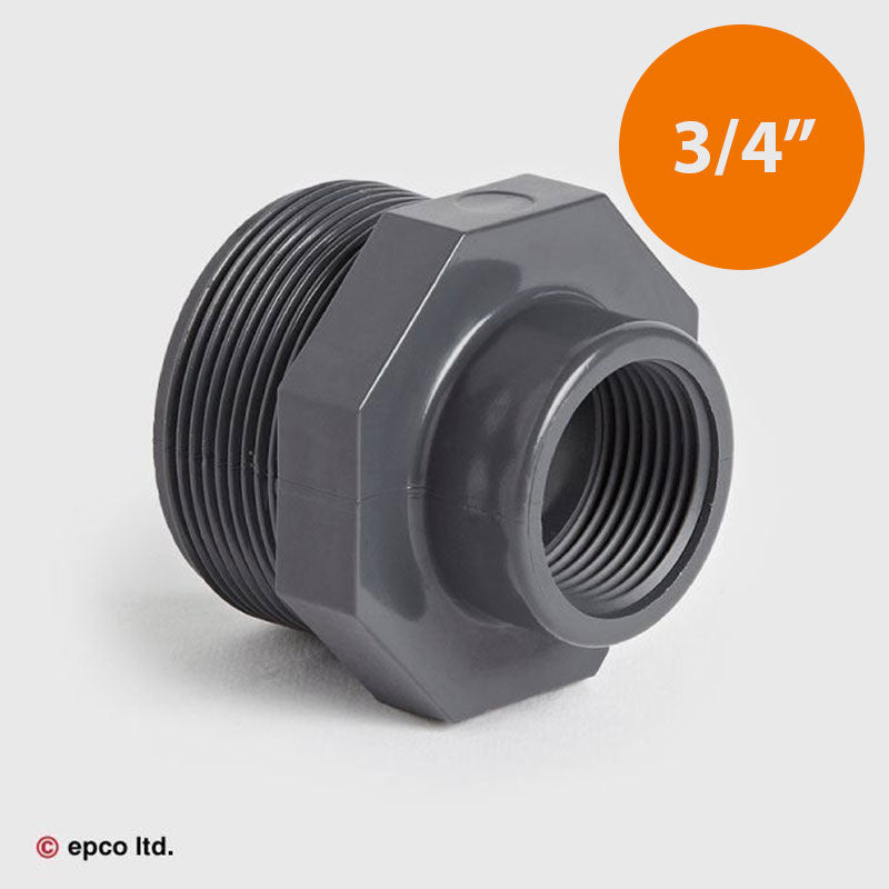 3/4" x 1/2" U-PVC Threaded Reducing Bush Long Pattern