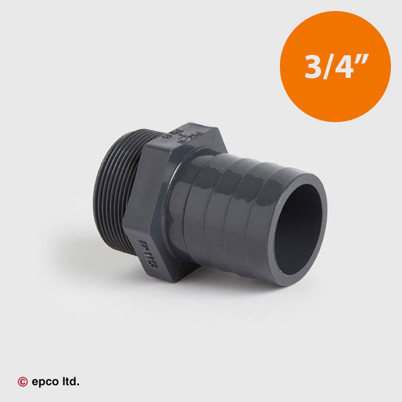 3/4" x 20mm U-PVC Threaded Hosetail