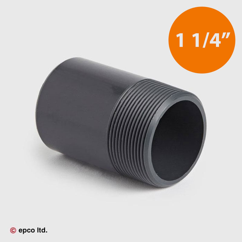 1 1/4" U-PVC Plain x Threaded Nipple