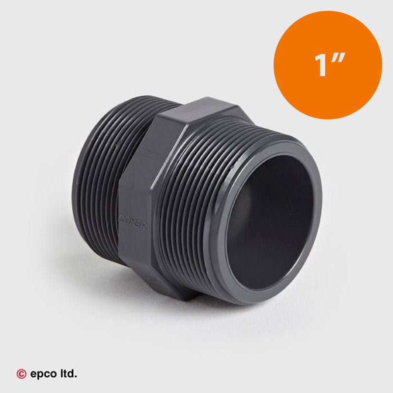 1" U-PVC Threaded Hexagon Nipple Male