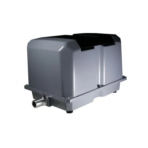 Gray and black rectangular pump with a cylindrical component on a white background