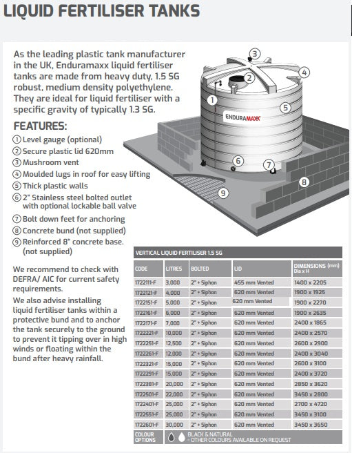 Enduramaxx 15,000 Litre Vertical Liquid Fertiliser Tank