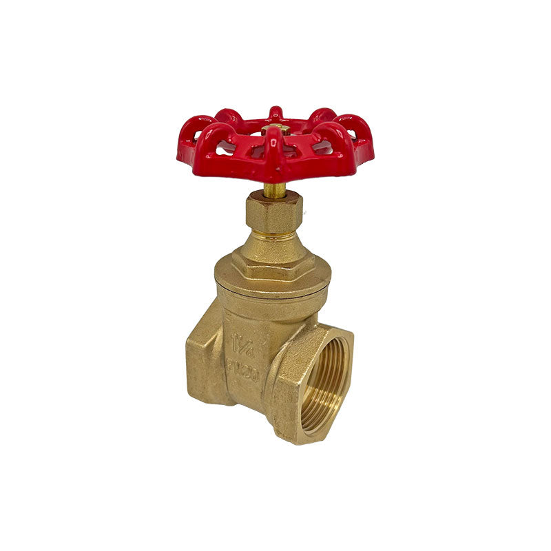 1 1/4" Brass Gate Valve PN20 – Red Wheel Handle