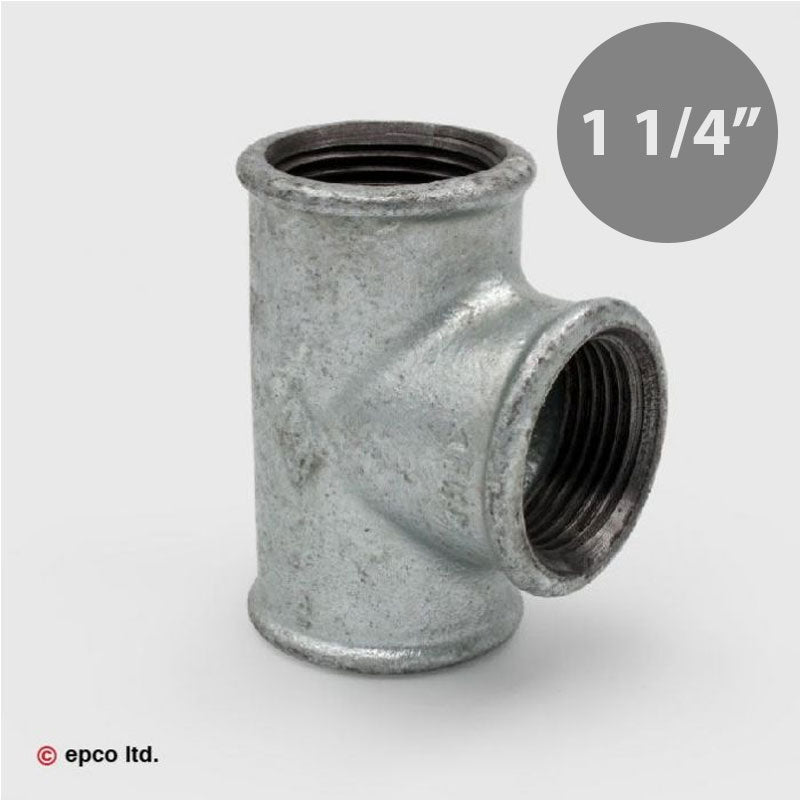 1 1/4" Galvanised Malleable Iron Equal Tee Female