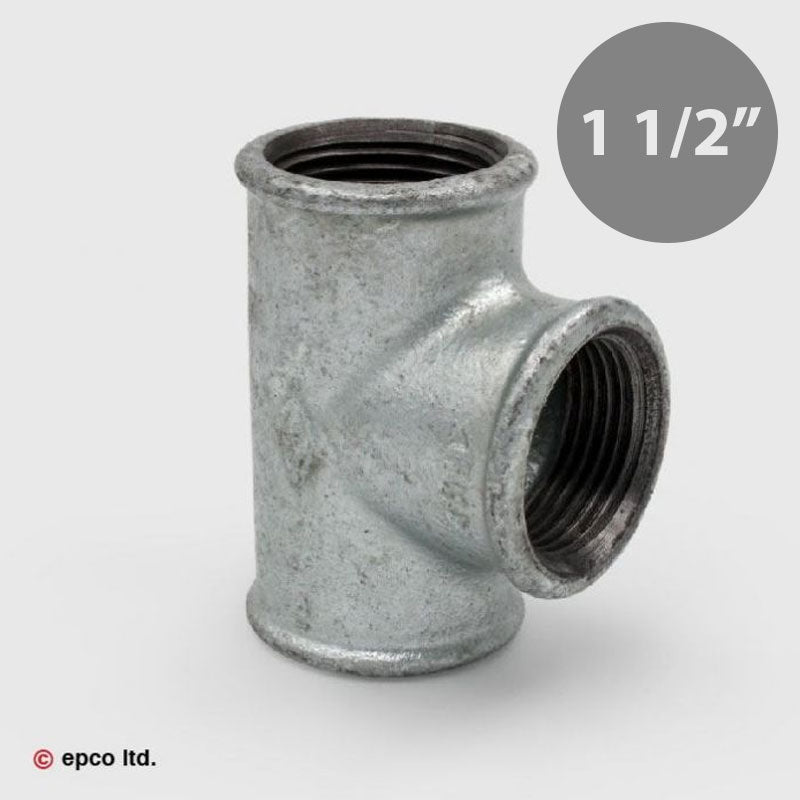 1 1/2" Galvanised Malleable Iron Equal Tee Female