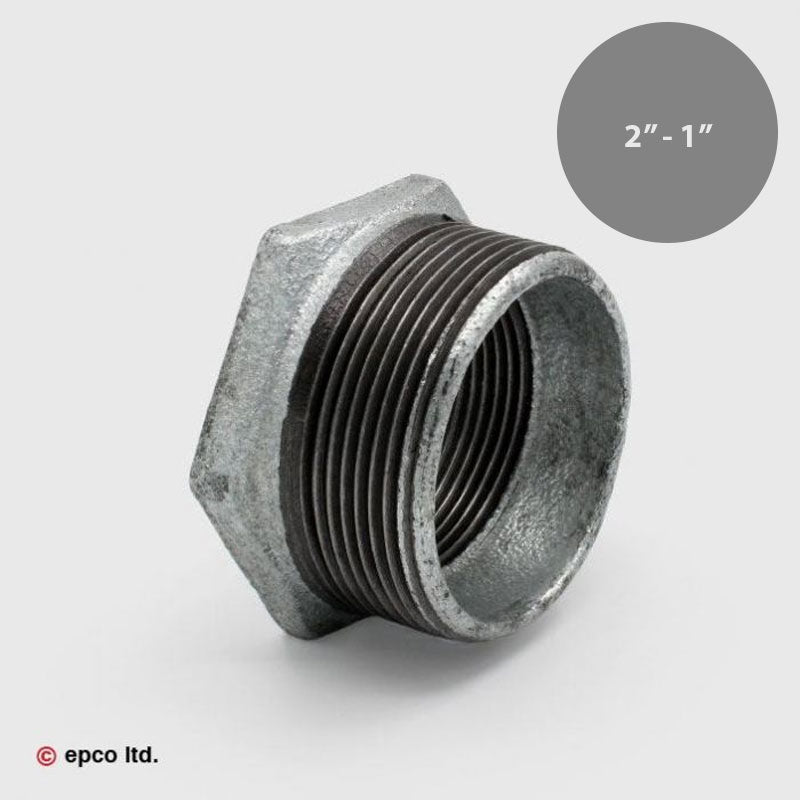 2" - 1" Galvanised Malleable Iron Threaded Reducing Bush