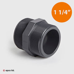 1 1/4 Inch U-PVC Threaded Hexagon Nipple Male