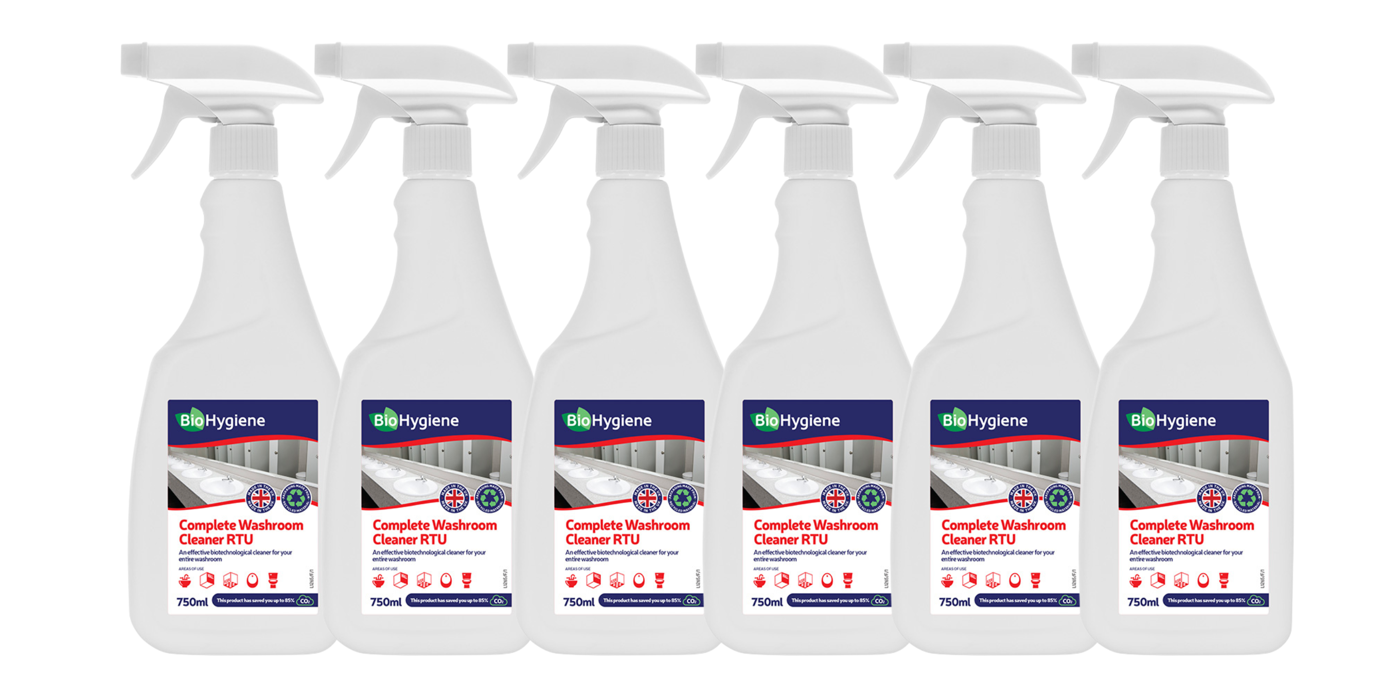 6 BioHygiene Trigger Bottles against plain white background