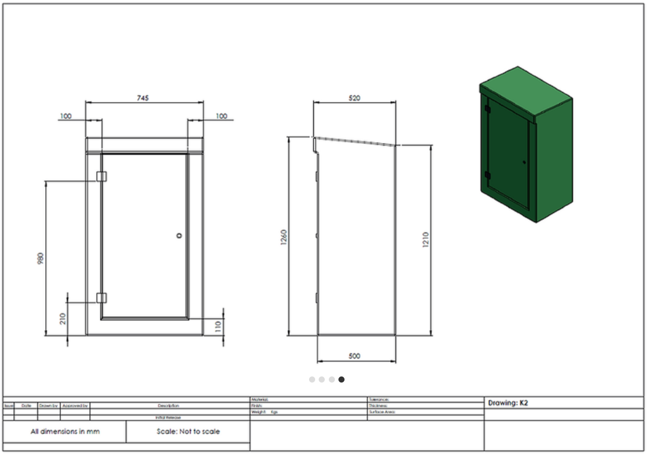 K2 IP55 GRP Electrical Kiosk Cabinet | H1250 x W750 x D500